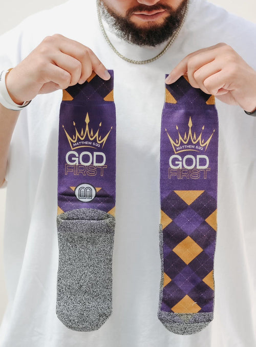 God First (Matthew 6:33) - Bible Verse Crew Socks