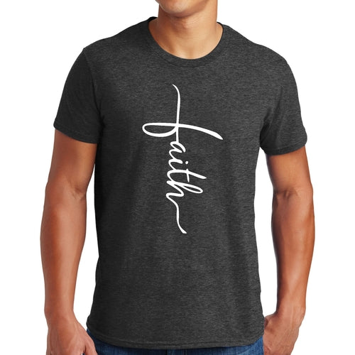 Mens Graphic T-shirt Faith Script Cross Illustration