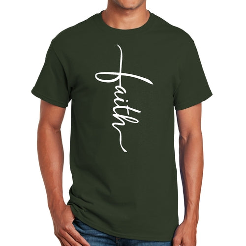 Mens Graphic T-shirt Faith Script Cross Illustration