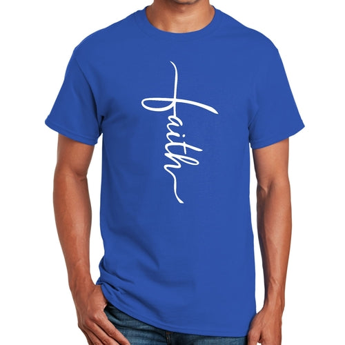Mens Graphic T-shirt Faith Script Cross Illustration