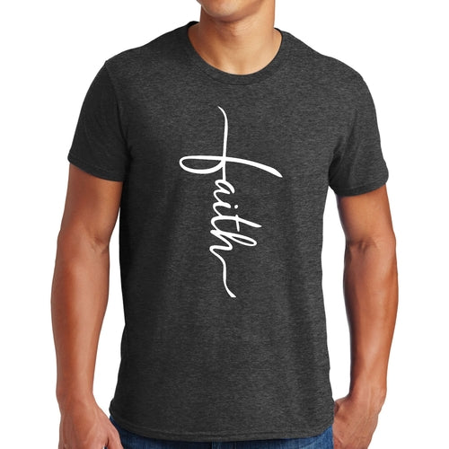 Mens Graphic T-shirt Faith Script Cross Illustration