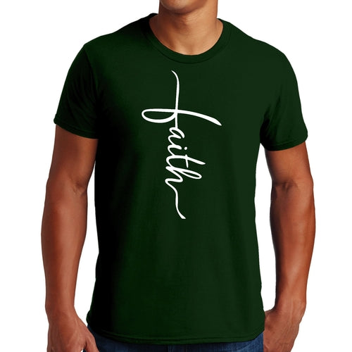 Mens Graphic T-shirt Faith Script Cross Illustration