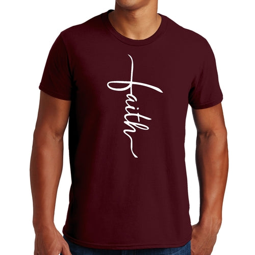 Mens Graphic T-shirt Faith Script Cross Illustration