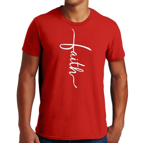 Mens Graphic T-shirt Faith Script Cross Illustration