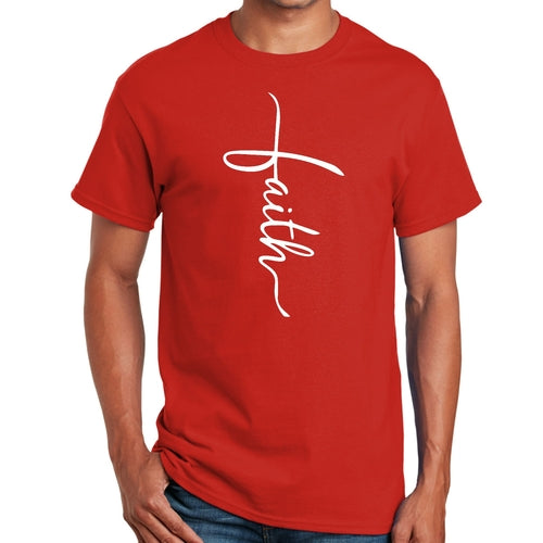 Mens Graphic T-shirt Faith Script Cross Illustration