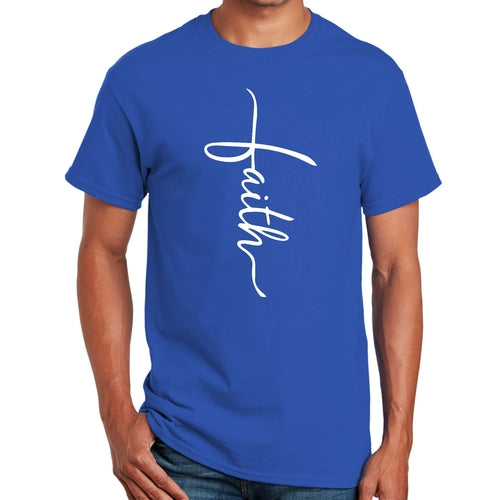 Mens Graphic T-shirt Faith Script Cross Illustration