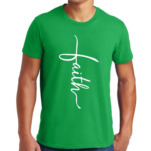 Mens Graphic T-shirt Faith Script Cross Illustration