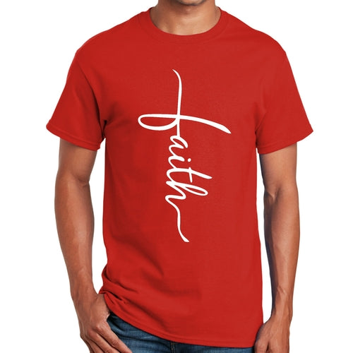Mens Graphic T-shirt Faith Script Cross Illustration