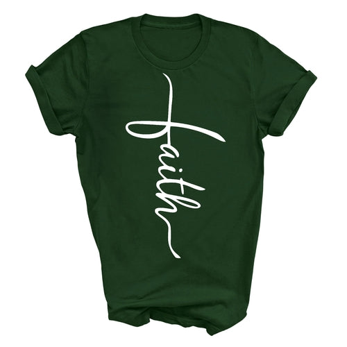Mens Graphic T-shirt Faith Script Cross Illustration
