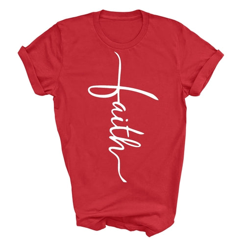 Mens Graphic T-shirt Faith Script Cross Illustration