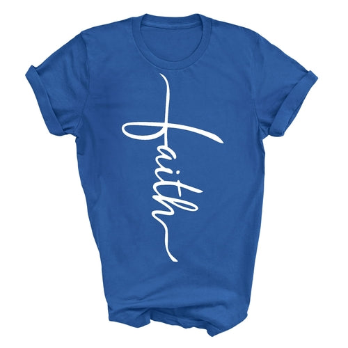 Mens Graphic T-shirt Faith Script Cross Illustration