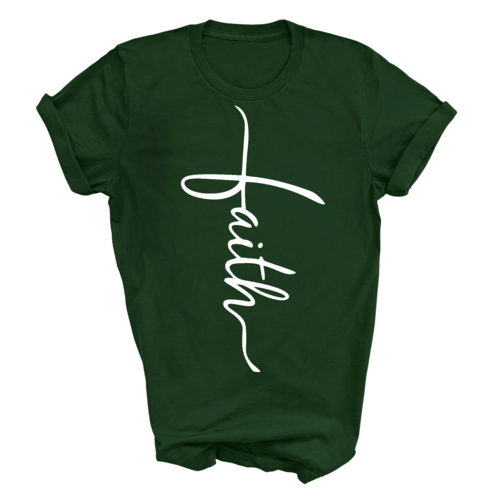 Mens Graphic T-shirt Faith Script Cross Illustration