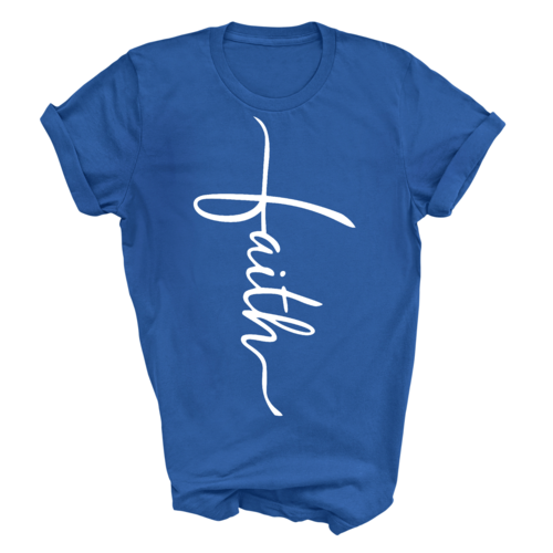 Mens Graphic T-shirt Faith Script Cross Illustration