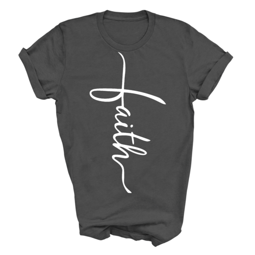 Mens Graphic T-shirt Faith Script Cross Illustration