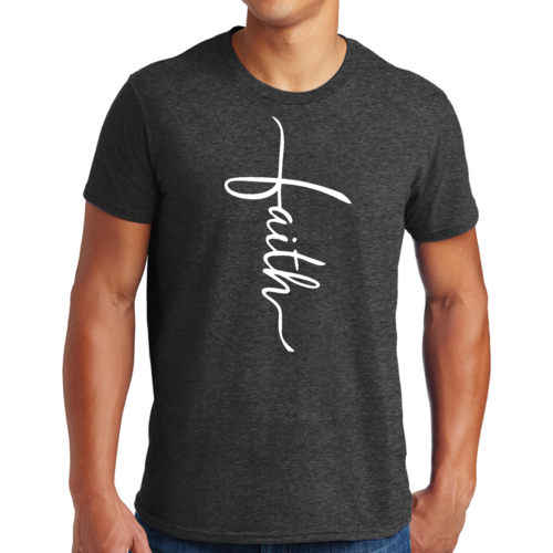 Mens Graphic T-shirt Faith Script Cross Illustration
