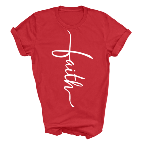 Mens Graphic T-shirt Faith Script Cross Illustration